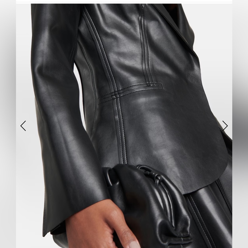 Norma Kamali Black Faux Leather Blazer - Picture 3 of 4